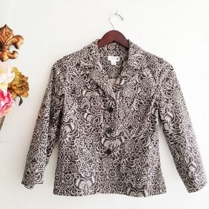 Loft Brown & Tan Patterned Jacket Size 6